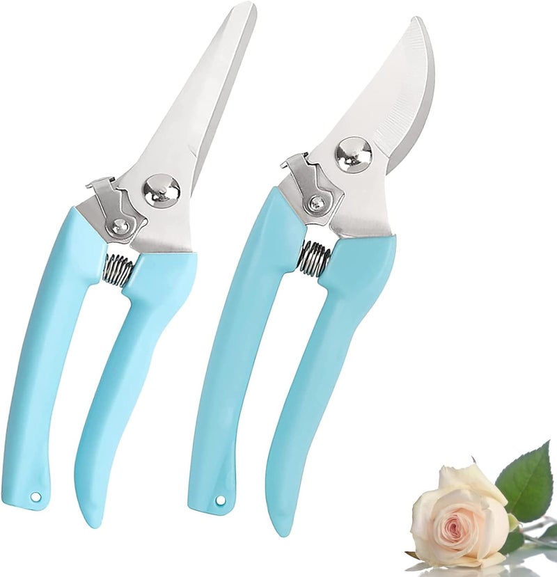 Leize Flower Scissors Set, 2 Pack Premium Thickened Stainless Steel Floral Shears, Strong Pruner for Flowers, Branches and Leaves, Upgrade - Image 1
